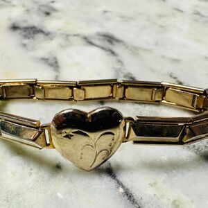 Vintage Gold Tone Girl's Sweetheart Stretch Bracelet